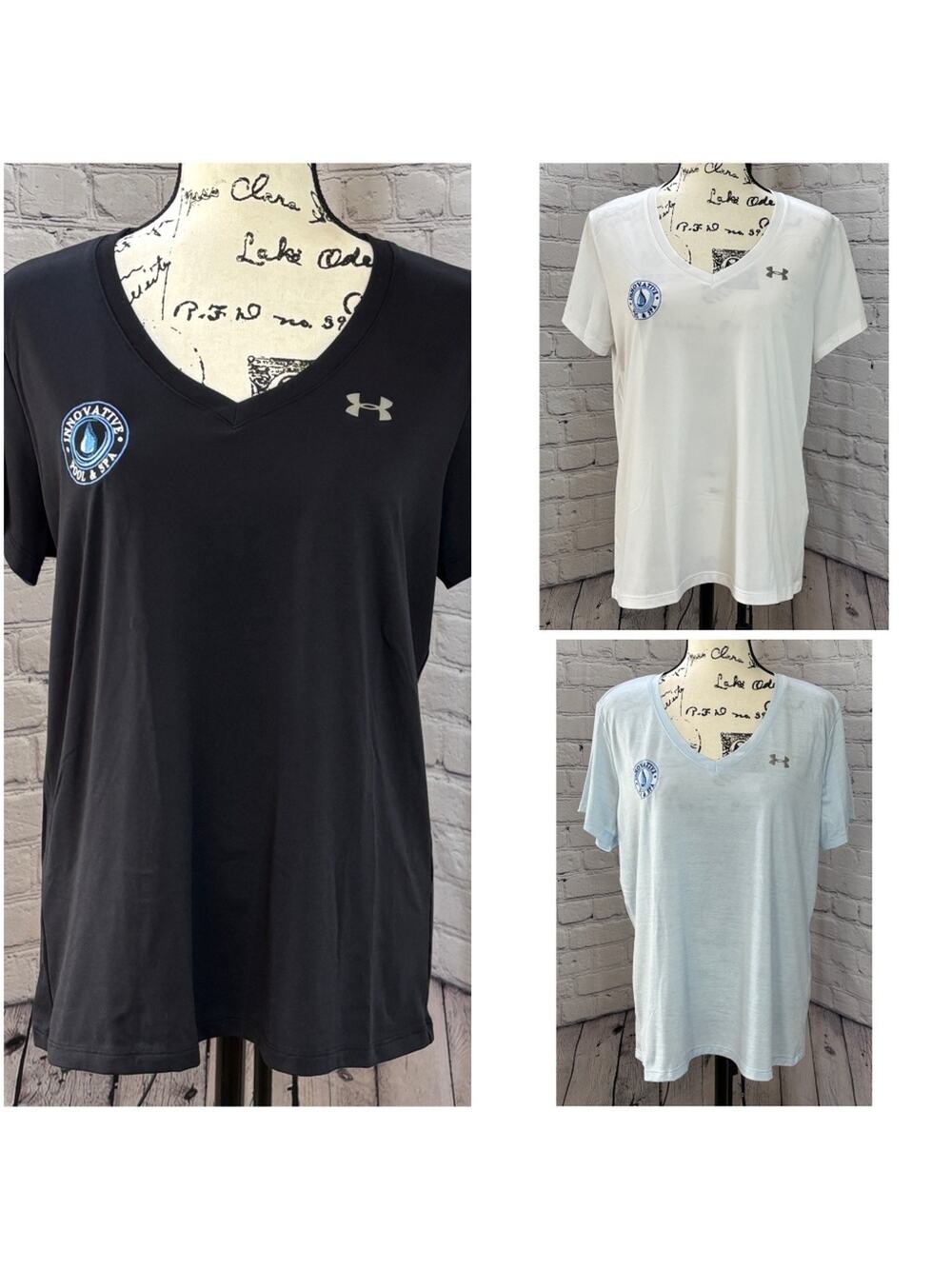 3 Under Armour Women’s V-Neck Short Sleeve Tee (Size L/XL)